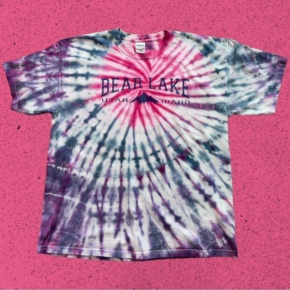 Custom handmade tourist tie dye t shirt dead head Utah Idaho bear lake XL gorp - Picture 3 of 6